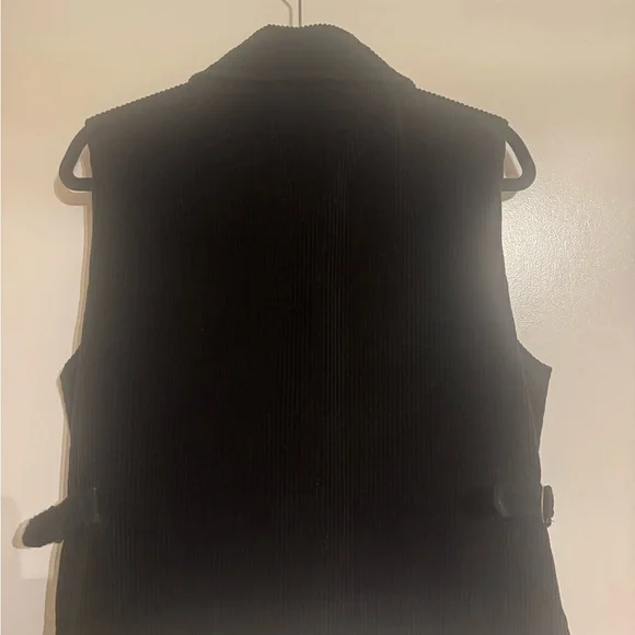 David Brooks Black Corduroy Zip Front Vest Adjustable Sides - Picture 5 of 6